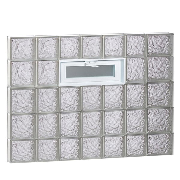 Clearly Secure 44.25 in. x 34.75 in. x 3.125 in. Frameless Ice Pattern Vented Glass Block Window