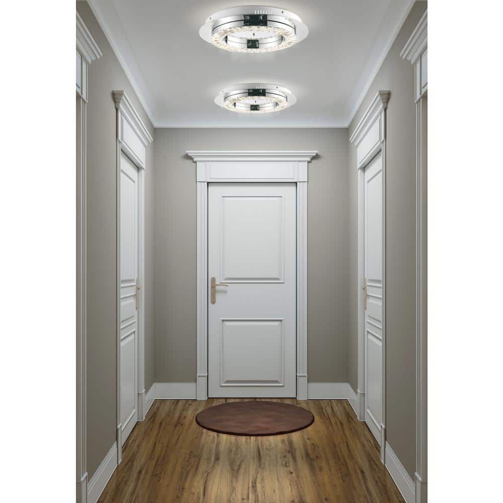 Cristal 18" Chrome and Crystal LED Flush Mount Light