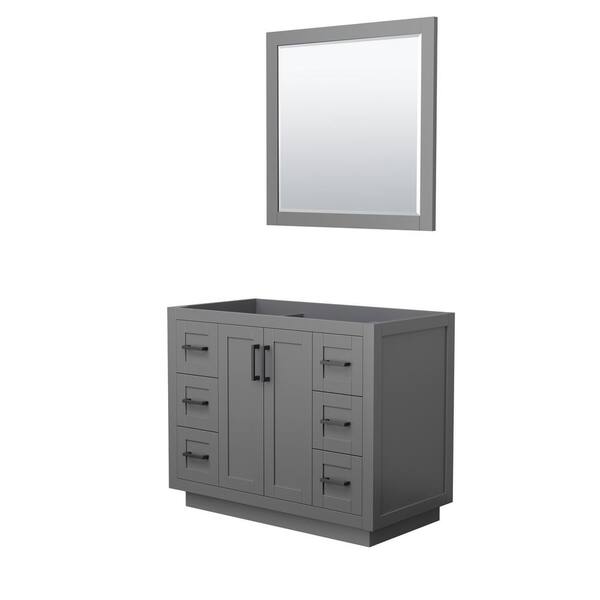 Wyndham Collection Miranda 41.25 in. W x 21.75 in. D Single Bath Vanity Cabinet Only with Mirror in Dark Gray