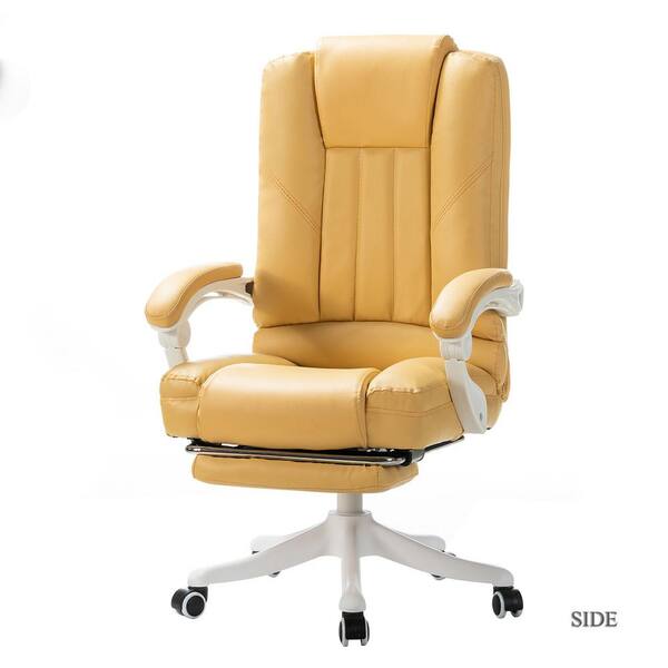 JAYDEN CREATION Bella Yellow Faux Leather Swivel Gaming Chair with Arms