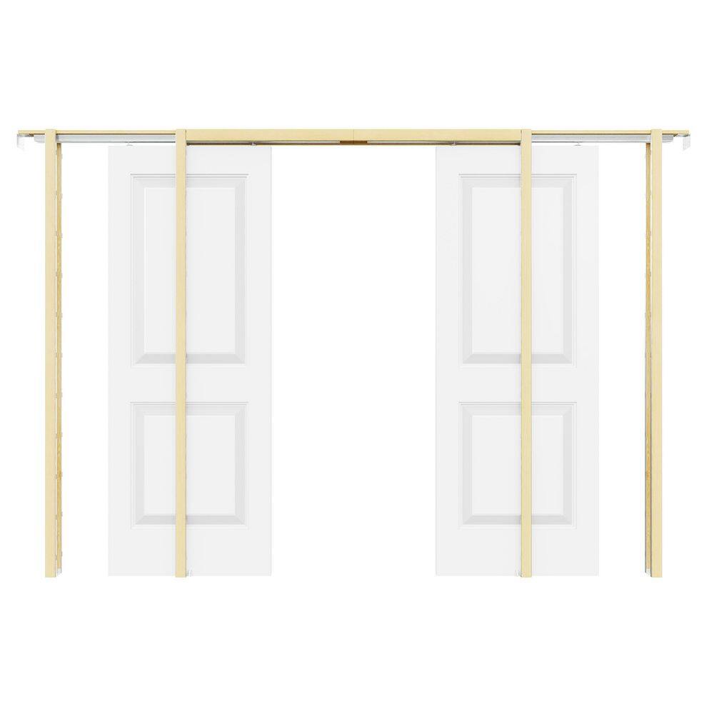 60 in. x 80 in. White Primed 2-Panel Hollow Core Wood Pocket Door with Door Frame, Hardware kit and Soft Close price history on PriceWatchPro