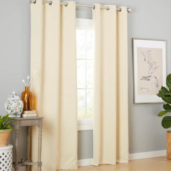 Seville Linen Solid Room Darkening Grommet Top Indoor Curtain Panel, 38 in. W x 84 in. L (Set of 2)