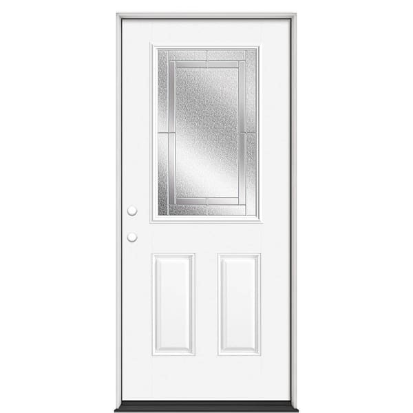 Masonite MPDS 36 in. x 80 in. 2-Panel Right-Hand ½-Lite Focus Glass Prefinished Black Fiberglass Prehung Front Door