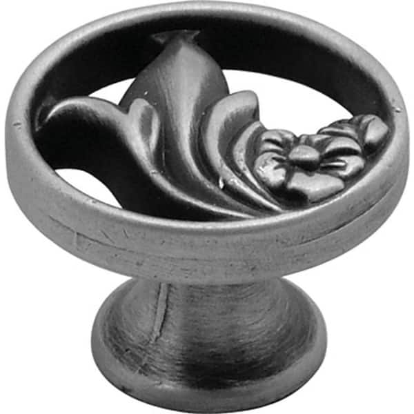 HICKORY HARDWARE Art Nouveau 1-1/4 in. Satin Pewter Antique Cabinet Knob