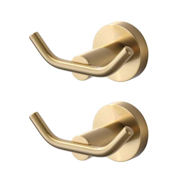 J-Hook Double Robe/Towel Hook with 2-Pieces in Gold