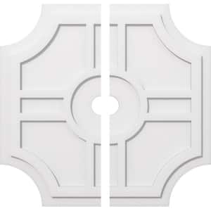 1 in. P X 10-1/2 in. C X 32 in. OD X 3 in. ID Haus Architectural Grade PVC Contemporary Ceiling Medallion, Two Piece