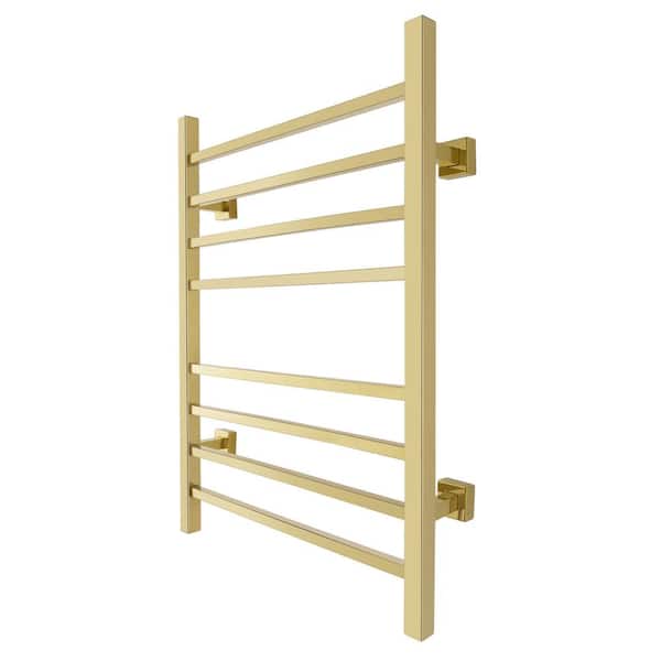 WarmlyYours Sierra 8-Bar Plug-In and Hardwire 120-Volt 32 in. Towel Warmer in Gold Stainless Steel