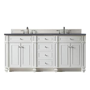 Bristol 72 in. W x 23.5 in.D x 34 in. H  Double Bath Vanity in Bright White with Quartz Top in Charcoal Soapstone