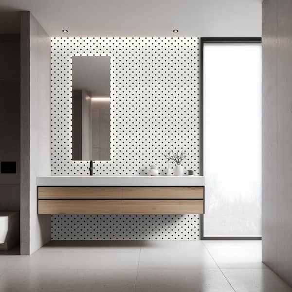 Adelaide Black and White 1 in. Hexagon 10in.x12in.x0.24 in.Matte Porcelain Mesh-Mounted Mosaic Tile (0.83 sq. ft. /Each)