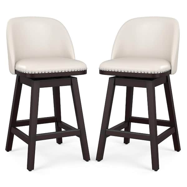 backless counter counter height home depot saddle stool Reviews for OrangeOne 26 White Wood Frame Swivel Cushioned Bar Stool  with Faux Leather, Swivel Counter Stool (Set of 2) Pg The Home Depot