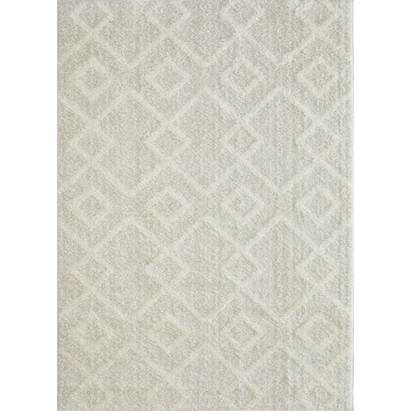 LOOMAKNOTI Vemoa Adeta Cream 9 ft. 10 in. x 12 ft. 10 in. Geometric Polyester Area Rug