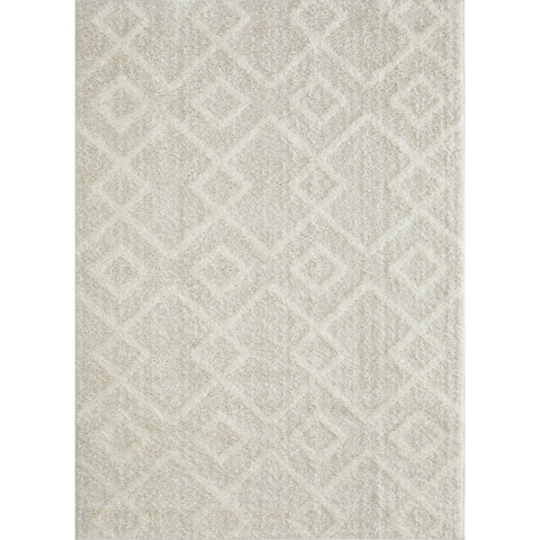 LOOMAKNOTI Vemoa Adeta Cream 9 ft. 10 in. x 12 ft. 10 in. Geometric Polyester Area Rug