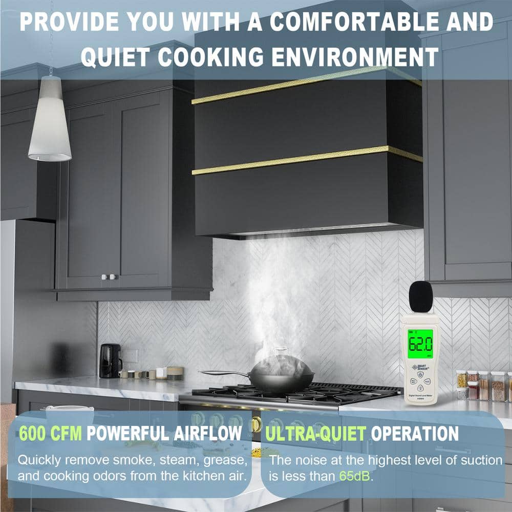 Akicon 30-Inch Stainless Steel Wall-Mounted Range Hood with LED Lights