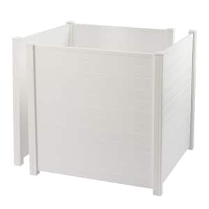 48 in. White PVC Vinyl Outdoor Freestanding Privacy Screen Panel Metal Garden Fence (4-Pack)