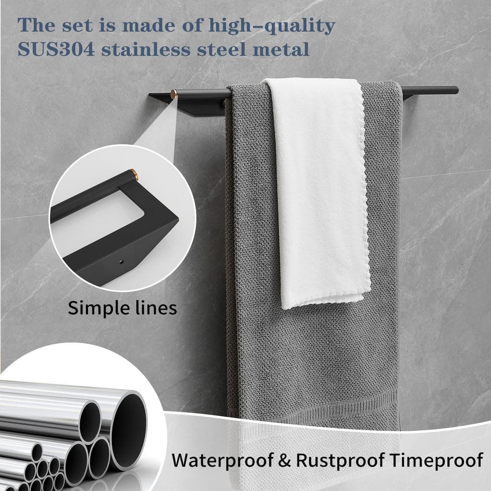 Black Stainless Steel 4-Piece Bath Hardware Set