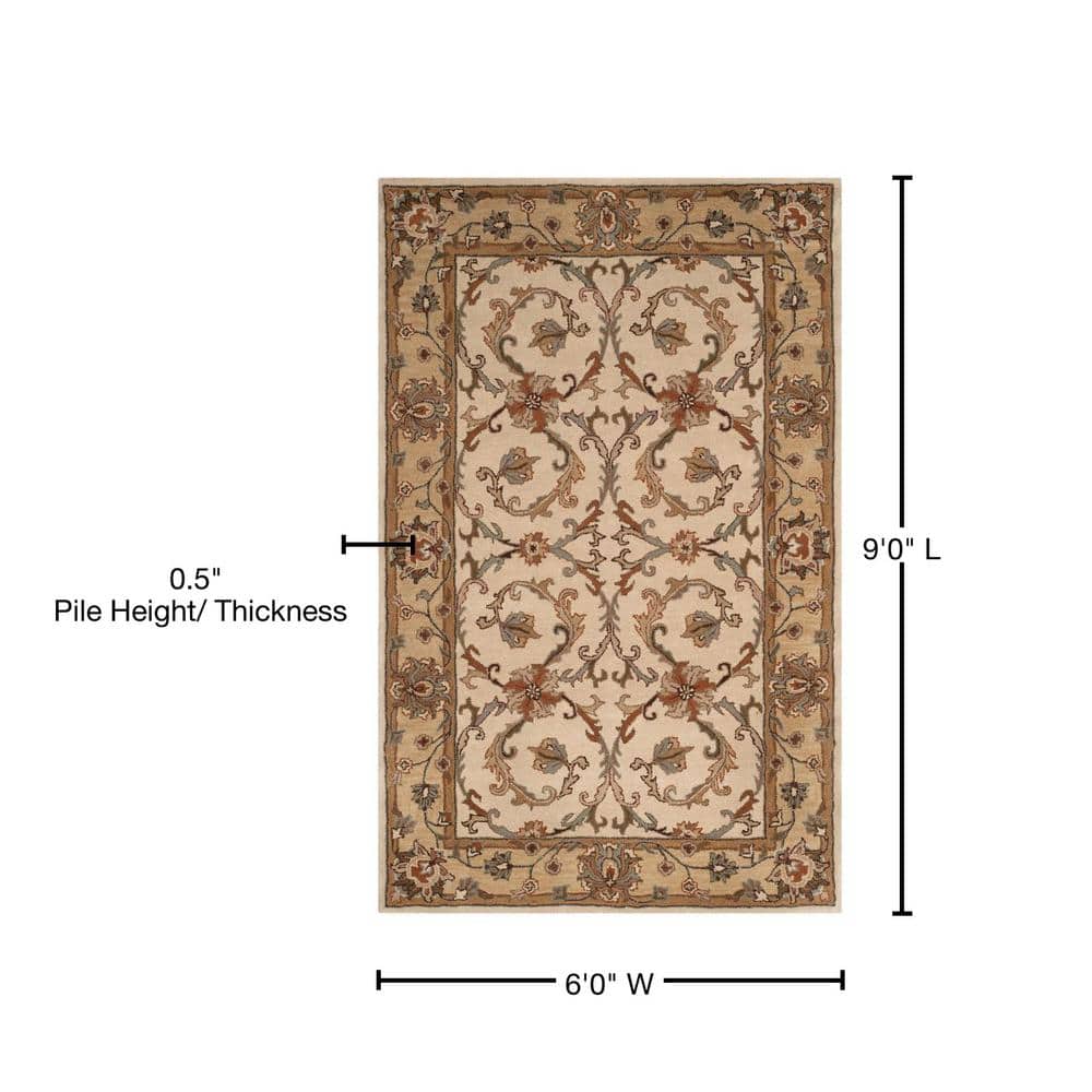 Ivory Hand-Tufted Wool Rectangular 6' x 9' Area Rug