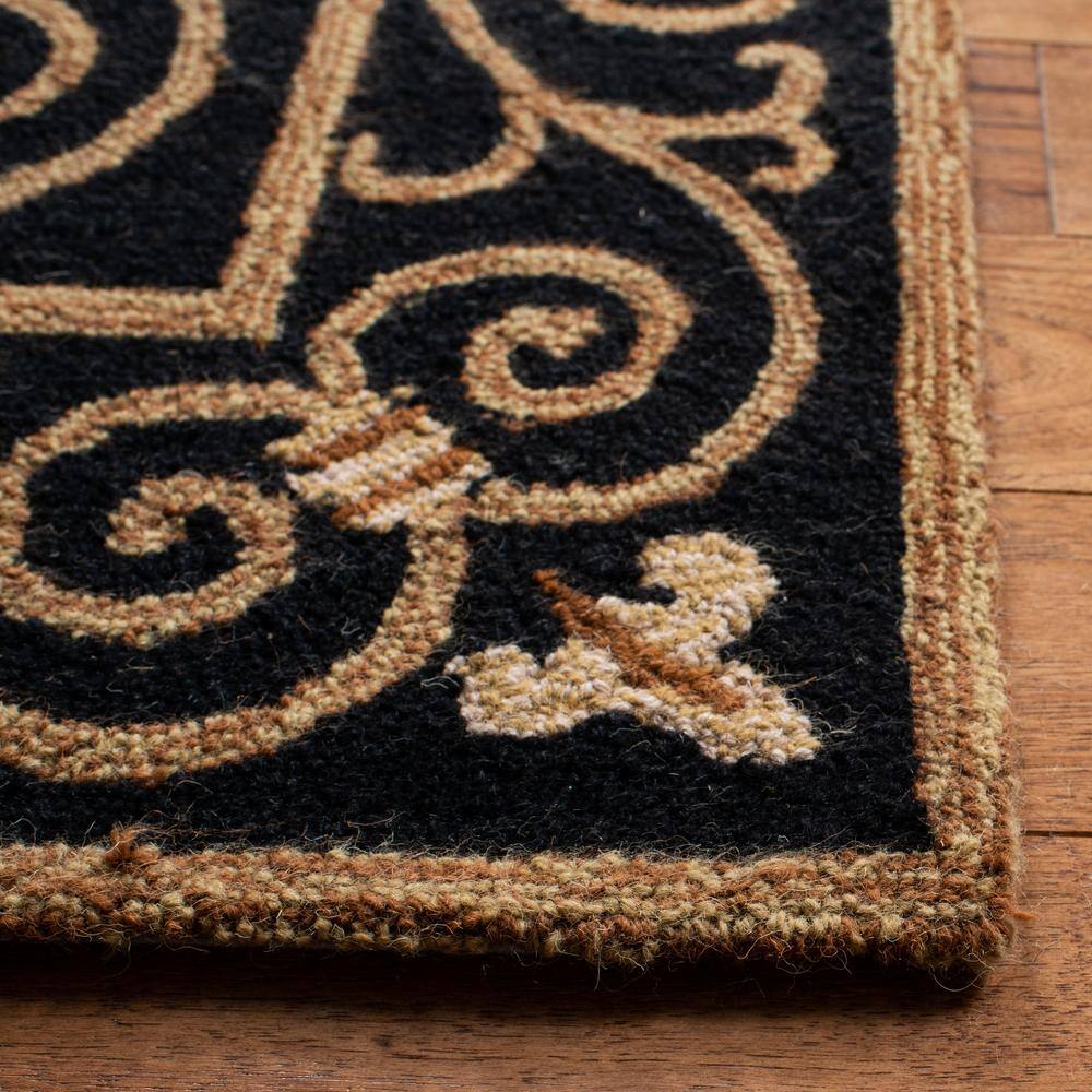 Handmade Black Floral Wool 6' x 9' Tufted Rug