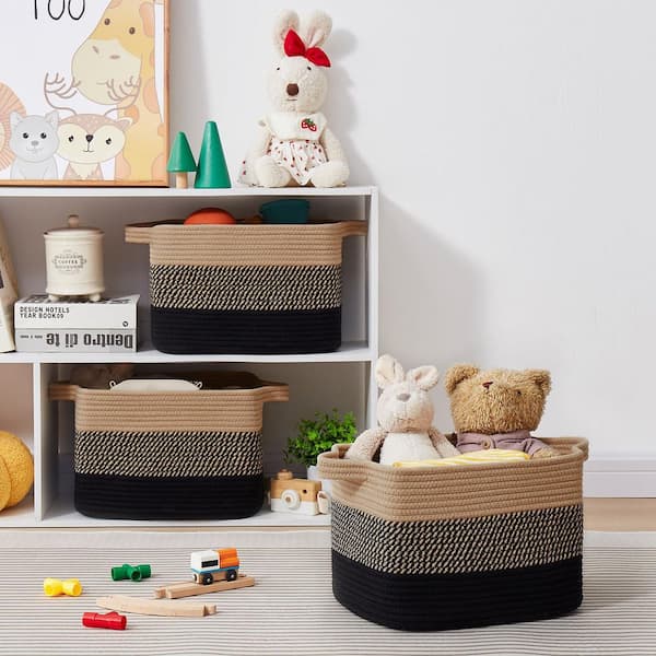 Dracelo Black 13 in. x 8.7 in. Cotton Decorative Basket with