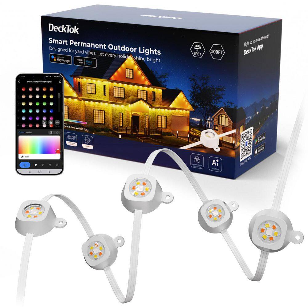 RGBIC Permanent 60 Light 100 ft. Indoor/Outdoor Plug-in Integrated LED Novelty String-Light with IP67 Waterproof price history on PriceWatchPro