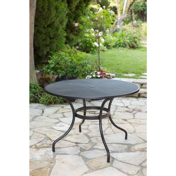 Stylewell Mix And Match 42 In Round Mesh Outdoor Patio Dining Table Fts60704 The Home Depot Round Mesh Outdoor Patio Dining Table, Mesh Top Patio Table