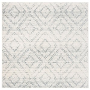 Adirondack Ivory/Light Blue 8 ft. x 8 ft. Square Geometric Area Rug