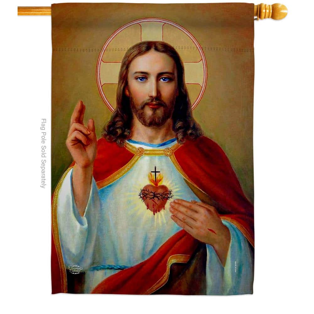 28 in. x 40 in. Jesus Sacred Heart Religious House Flag Double-Sided Decorative Vertical Flags price history on PriceWatchPro