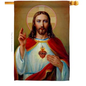 28 in. x 40 in. Jesus Sacred Heart Religious House Flag Double-Sided Decorative Vertical Flags