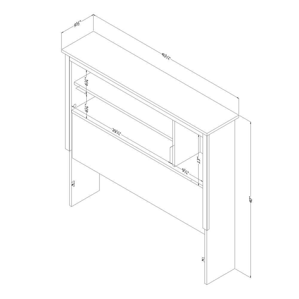 Twin White Wood Headboard with Storage Shelves