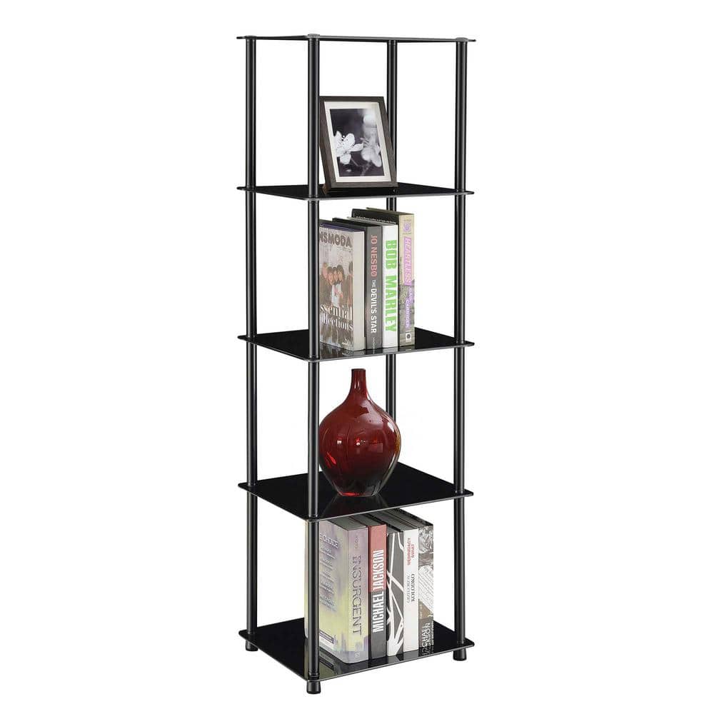 Modern Black Tempered Glass 5-Tier Display Tower
