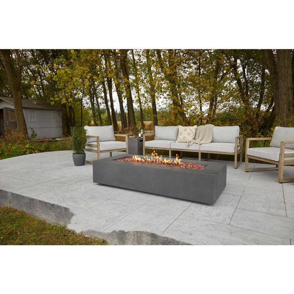 Aegean 70" Weathered Slate Gas Fire Pit Table