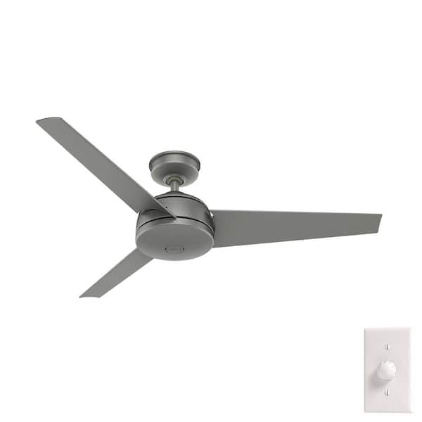 Hunter Trimaran 52 in. Indoor/Outdoor Matte Silver Ceiling Fan with Wall Switch For Patios or Bedrooms