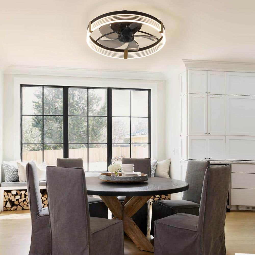 19.69 in. Modern Black Integrated LED Clear Acrylic Lampshade Indoor Ceilin