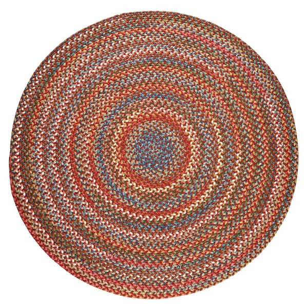 Rhody Rug Bouquet Tawny Port 6 ft. x 6 ft. Round Indoor/Outdoor Braided Area Rug