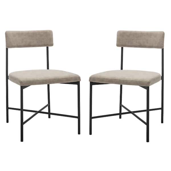 SAFAVIEH Archer Light Gray/Black 17 in. Iron Dining Chair (Set of 2)