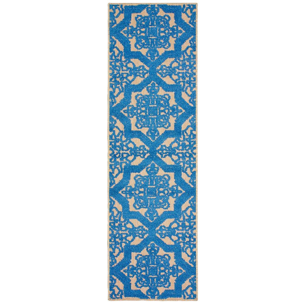 Home Decorators Collection Sarita Blue 2 ft. x 8 ft. Outdoor Runner Rug
