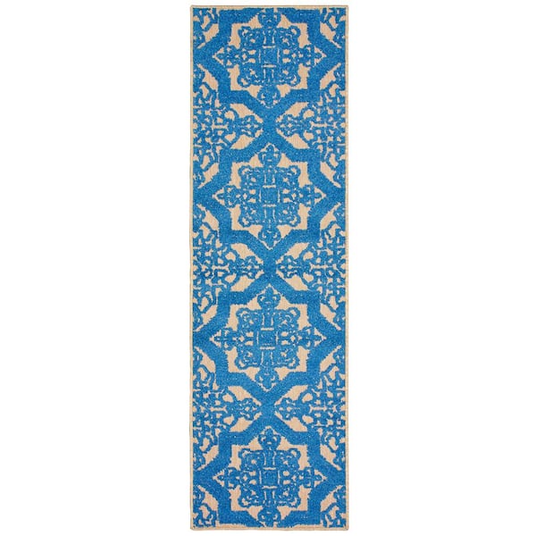 Sarita Blue 2 ft. x 8 ft. Outdoor Runner Rug