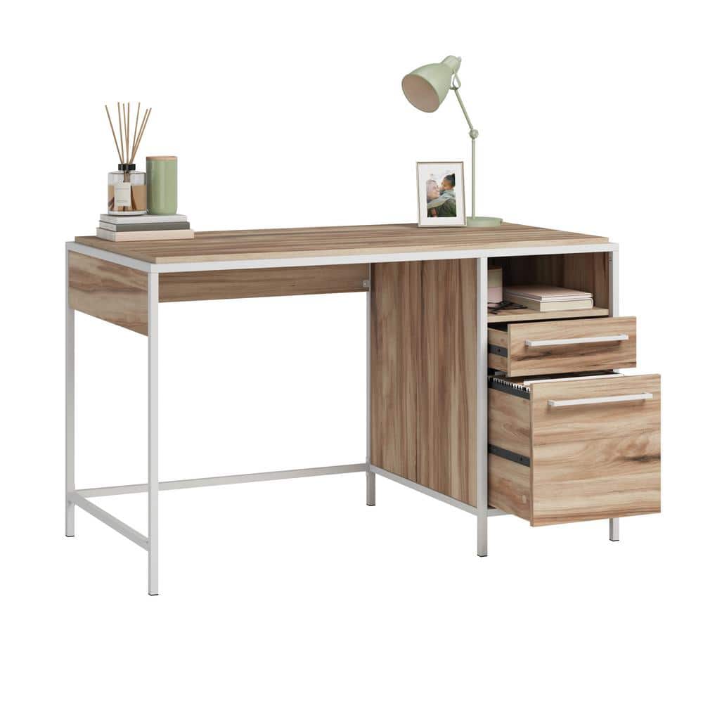 Kiln Acacia Wood Desk with Drawer and Filing Cabinet