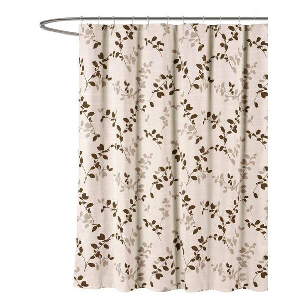 Creative Home Ideas Meridian Printed Cotton Blend 72 in. W x 72 in. L Soft Fabric Shower Curtain in Taupe/Beige