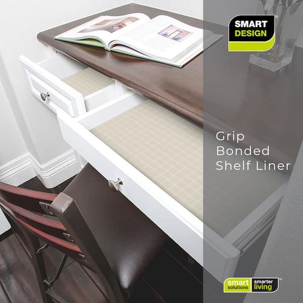 Smart Design Bonded Beige Grid 18 in. D x 60 in L Checkered Non-Slip, Drawer  and Shelf Liners (1-Pack) 8744206 - The Home Depot