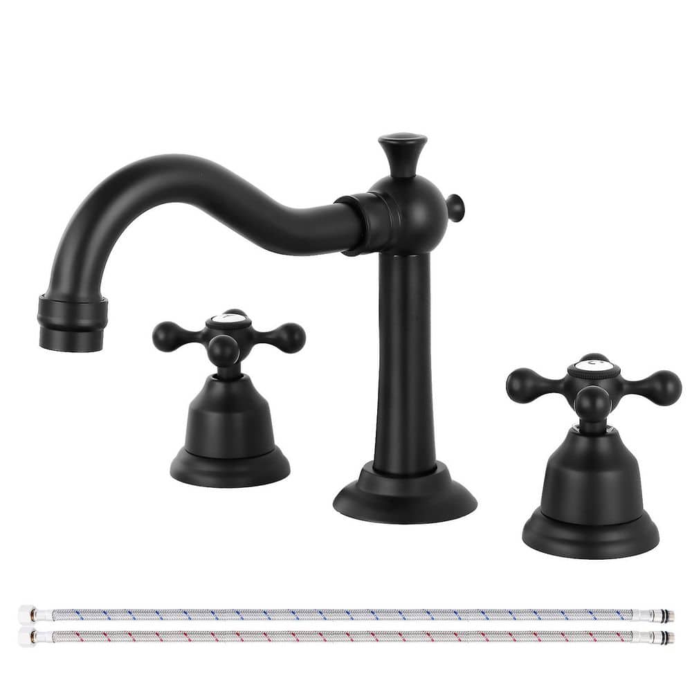 Double Handle 8 in. Widespread Bathroom Faucet 3 Hole Bathroom Sink Faucet 