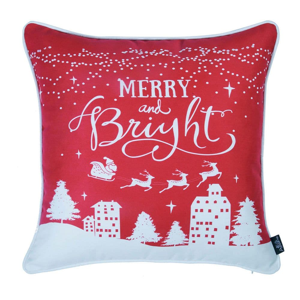 Red Nordic Christmas Graphic Throw Pillow Set