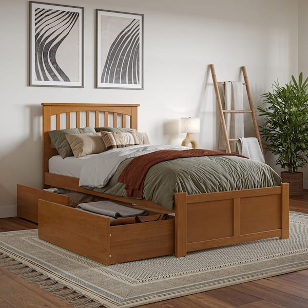 AFI Mission Light Toffee Natural Bronze Solid Wood Frame Twin XL