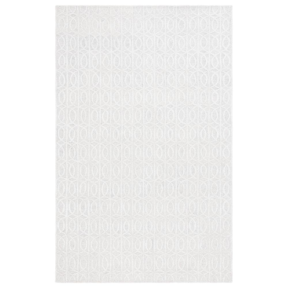 Beige and Ivory Tufted Wool and Viscose 6' x 9' Area Rug