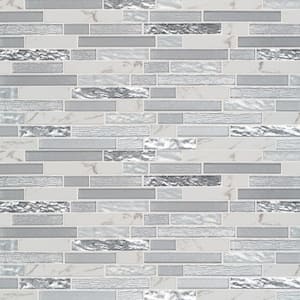 Whistler Ice Interlocking 12 in. x 12 in. Textured Glass Mesh-Mounted Mosaic Tile (0.97 sq. ft./Each)
