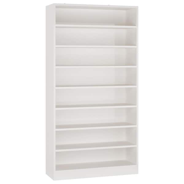 Lauren 8-Tier Large Wood Shoe Storage Cabinet with 6 Adjustable Shelves, Tall Shoe Cabinet for 32-Pairs Shoes, White