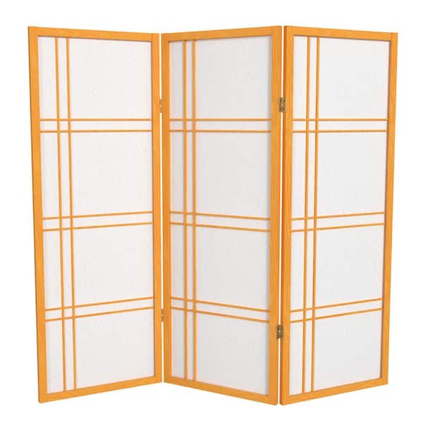Oriental Furniture 4 ft. Short Double Cross Shoji Screen - Honey - 3 Panels