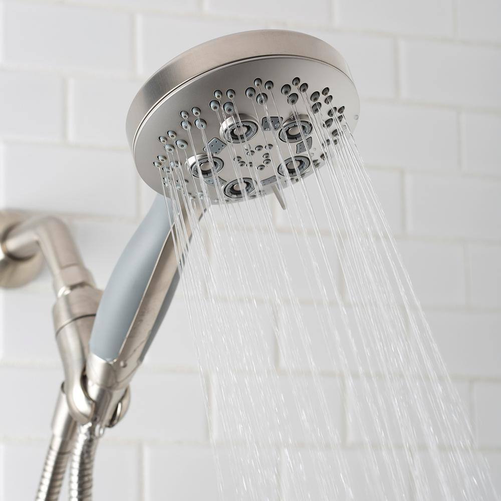 Brushed Nickel 5-Spray Handheld Shower Head with 5-Foot Hose