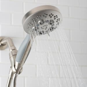5-Spray 4.5 in. Single Wall Mount Handheld Adjustable Shower Head in Brushed Nickel