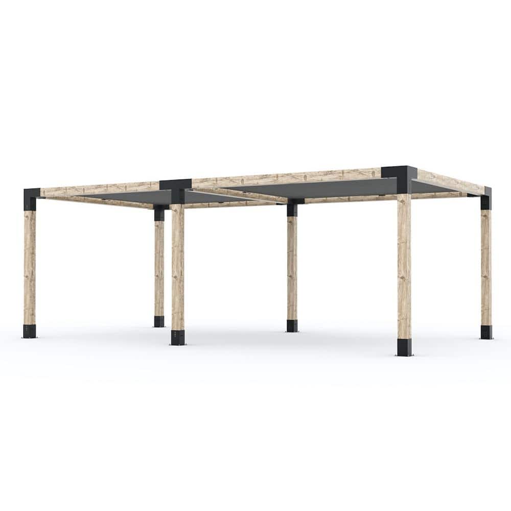 TOJA GRID 12 ft. x 22 ft. Double Pergola Kit with 2 Graphite Shade