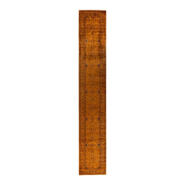 Overdyed Orange 2 ft. 7 in. x 16 ft. 8 in. Wool Indoor Area Rug